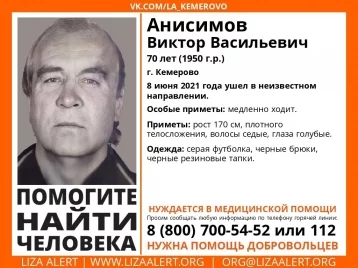 Фото: «Медленно ходит»: в Кемерове ищут пропавшего 70-летнего мужчину 1