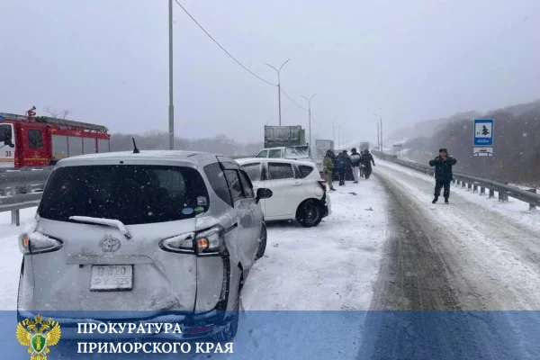 В Приморье на трассе произошло ДТП с участием 25 автомобилей