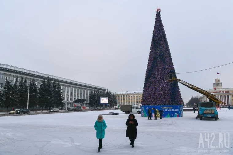 Фото: В Кемерове завершается монтаж главной новогодней ели Кузбасса 5