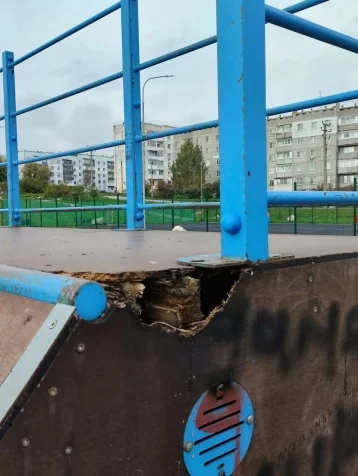 Фото: В Кузбассе вандалы разрисовали надписями и повредили оборудование скейтпарка 1