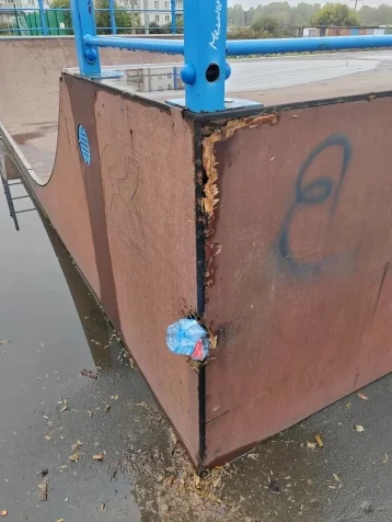 Фото: В Кузбассе вандалы разрисовали надписями и повредили оборудование скейтпарка 2