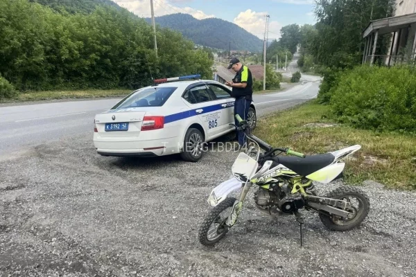 В Кузбассе 12-летняя девочка за рулём питбайка попалась инспекторам ГАИ