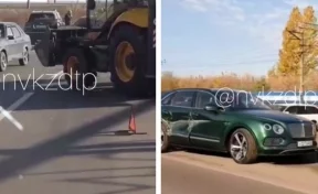 В Новокузнецке столкнулись экскаватор и Bentley
