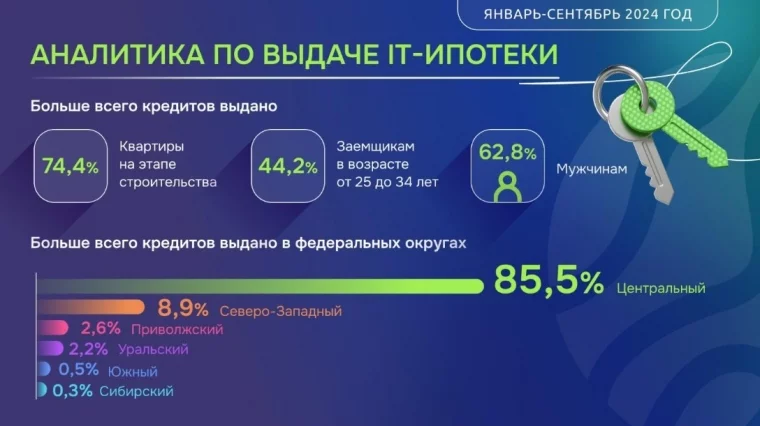 Фото: Россельхозбанк назвал регионы-лидеры по выдачам IT-ипотеки с начала 2024 года 1