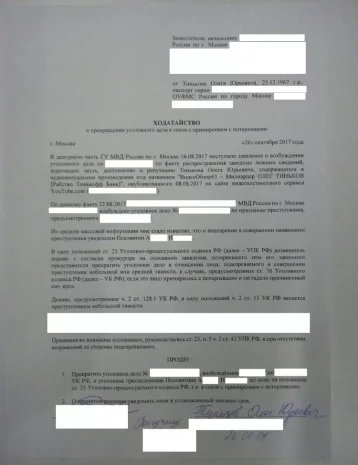 Фото: Олег Тиньков опубликовал копии документов об отзыве исков против Nemagia 4