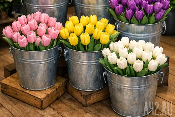 В Кузбассе двое романтиков украли из магазина 5 вёдер тюльпанов