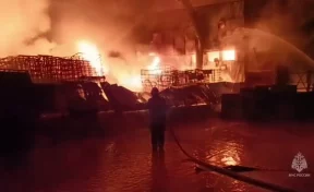 Склад на площади 3,5 тысячи «квадратов» горит во Владимире