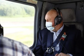 Фото: Губернатор осмотрел строительство обхода Мариинска с вертолёта 1