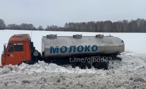 В Топках молоковоз улетел с трассы в кювет из-за непогоды