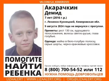 Фото: В Кузбассе пропал семилетний мальчик 1