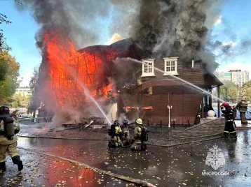 Фото: В Уфе огонь охватил ресторан в парке  1