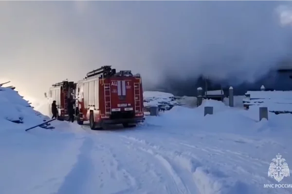 В Новосибирской области загорелся склад с пиломатериалами на площади 1800 квадратных метров