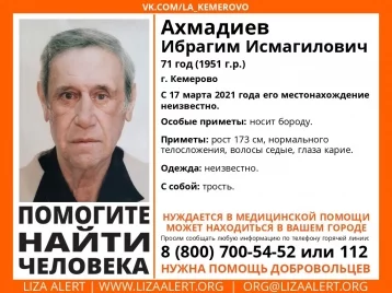 Фото: В Кемерове больше месяца ищут пропавшего 71-летнего мужчину с тростью 1