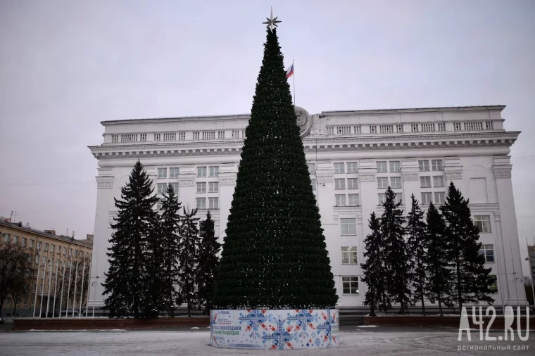 Фото: В Кемерове на площади Советов завершили сборку ветвей новогодней ели  2