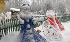 В Кемерове появились снежные Дед Мороз, Снегурочка и Поросёнок