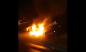 Пожар в автомобиле Renault в Кемерове попал на видео
