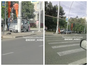 Фото: В Кемерове автомобиль снёс светофор на перекрёстке 1
