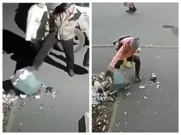 Фото: Полиция нашла кемеровчанина, за которым первоклассница подняла перевёрнутую урну с мусором 1