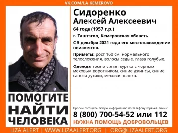 Фото: В Кузбассе пропал 64-летний мужчина из Таштагола 1