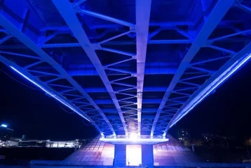 Фото: Мэр Кемерова показал, как выглядит Университетский мост со включённой разноцветной подсветкой  4