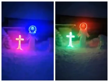 Фото: Подарок жителям: в Кузбассе появился светящийся неоновым светом Иисус 1