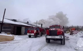 30 пожарных тушат боксы частного автохозяйства в Кемерове