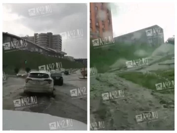 Фото: Кемеровчане сняли на видео затопленный после дождя Притомский проспект 1