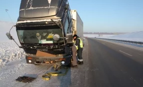 Полицейские помогли замёрзшему на кузбасской трассе водителю грузовика