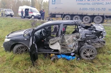 Фото: В Кузбассе на трассе водитель Toyota врезался в КамАЗ, пострадали взрослый и ребёнок 1