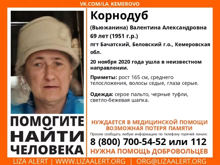Фото: Нуждается в медицинской помощи: в Кузбассе пропала без вести пенсионерка 2
