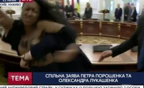 Активистка Femen предстала топлес перед Лукашенко и Порошенко