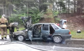 «Люди просто ехали мимо»: пожар в автомобиле на улице Терешковой попал на видео
