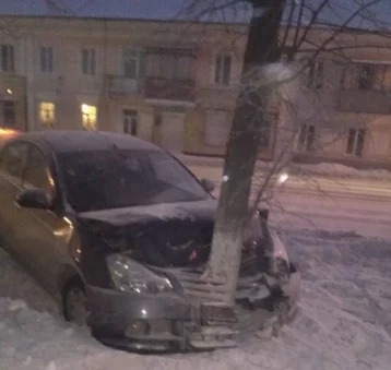 Фото: Легковушка врезалась в дерево в кузбасском городе 1