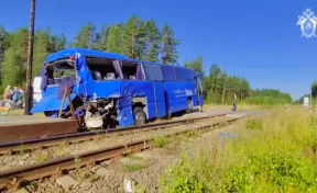 Опубликовано видео с места столкновения поезда и пассажирского автобуса в Ленобласти