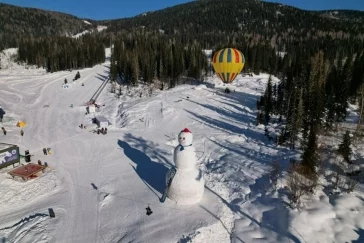Фото: В Шерегеше появился гигантский снеговик. 12-метрового рекордсмена возвели в поддержку российской олимпийской сборной 3