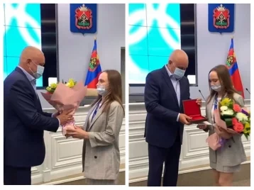 Фото: Губернатор Кузбасса наградил серебряную медалистку ОИ-2020 Анастасию Ильянкову 1
