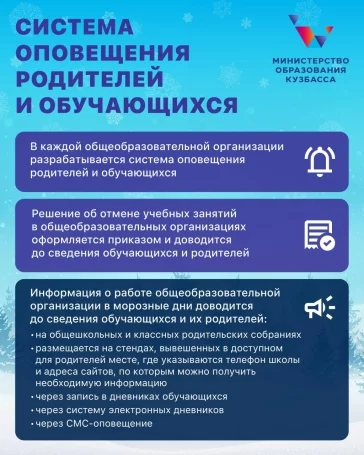 Фото: В минобре Кузбасса напомнили, при какой температуре школьники могут оставаться дома в мороз 1