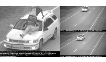 Фото: В Бурятии автомобиль на трассе вёз двух мужчин на капоте на скорости почти 130 км/ч 1