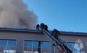 В Барнауле загорелся школьный спортзал