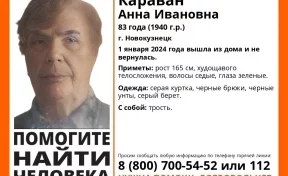 В Новокузнецке разыскивают 83-летнюю женщину с тростью в руках