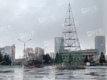 Фото: В центре Новокузнецка устанавливают новогоднюю ёлку 1