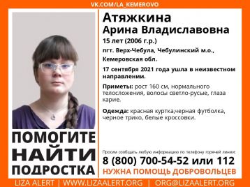 Фото: В Кузбассе ищут без вести пропавшую 15-летнюю девочку 1