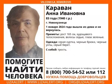 Фото: В Новокузнецке разыскивают 83-летнюю женщину с тростью в руках 1