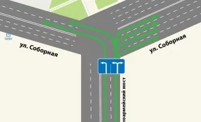 Кемеровским водителям напомнили о новой схеме движения на пересечении Красноармейского моста и улицы Соборной